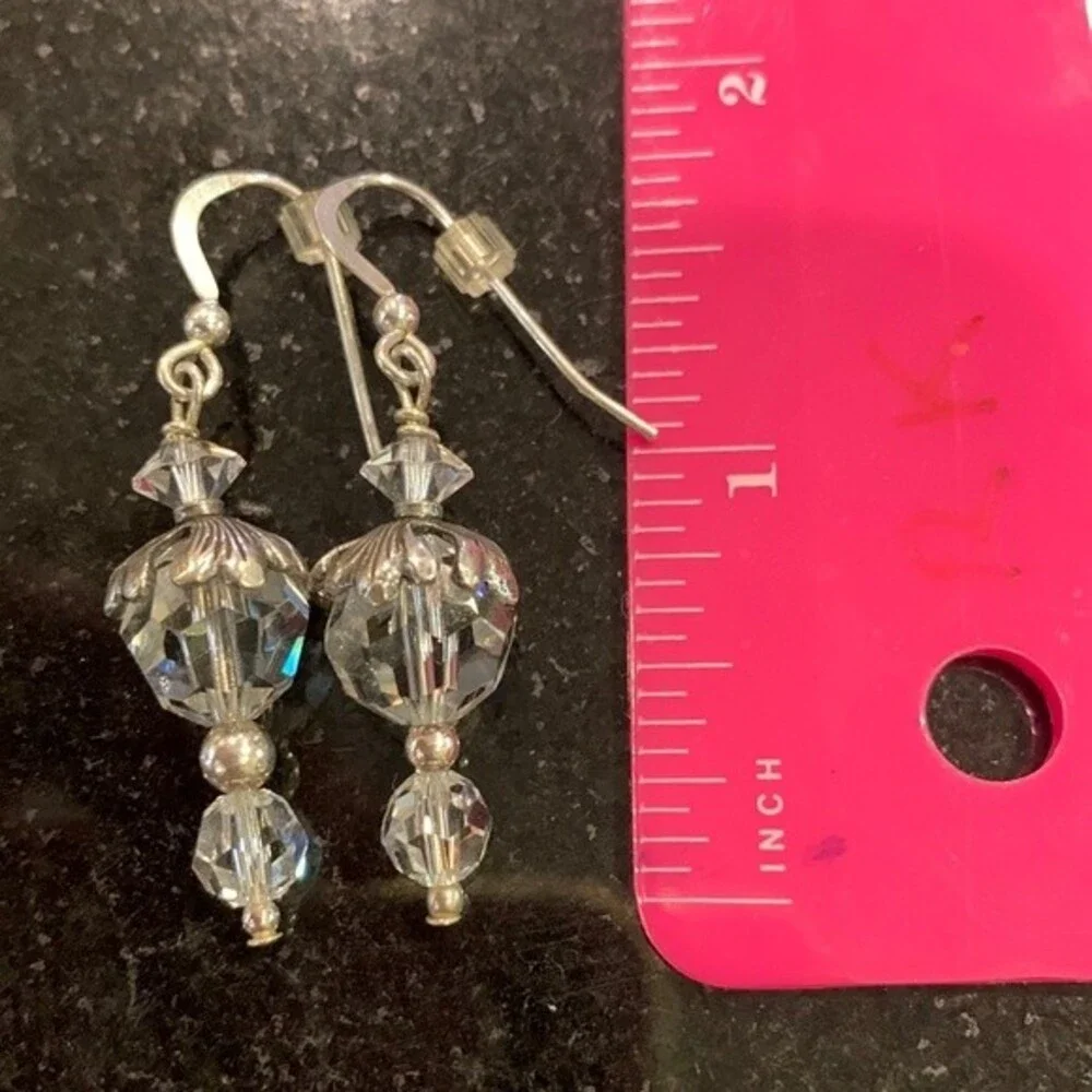 Sterling Silver clear glass bead earrings